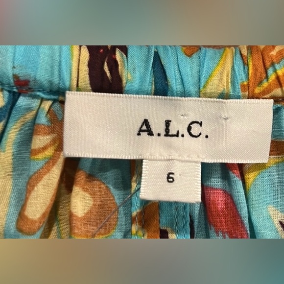 A.L.C Capri top grotto multi aqua floral blouse size 6 - Picture 8 of 10